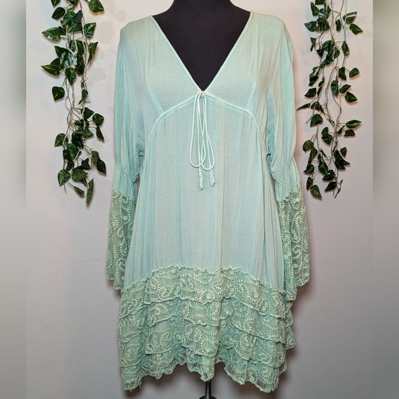 VELZERA Aqua Mini Boho dress - Picture 1 of 6